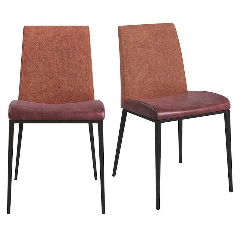 Lot de deux chaises en acier inoxydable marron et rouille