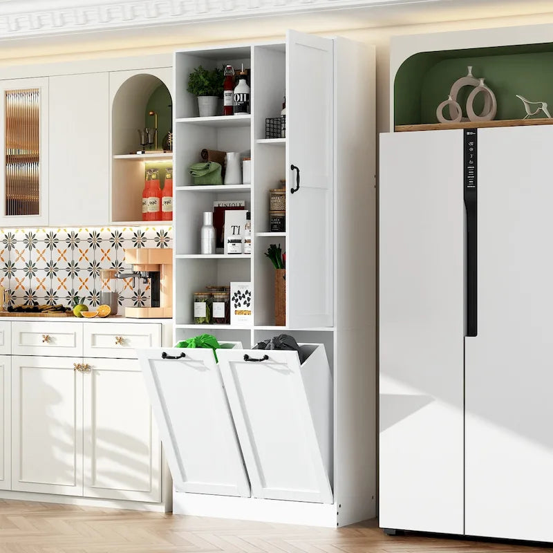 Meuble de buffet blanc élégant avec tiroirs rotatifs Meuble de buanderie