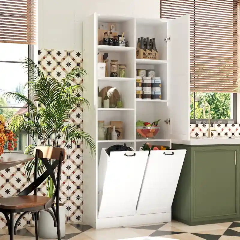 Meuble de buffet blanc élégant avec tiroirs rotatifs Meuble de buanderie