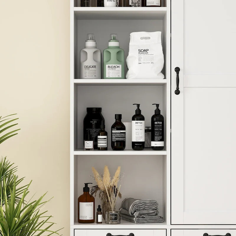 Meuble de buffet blanc élégant avec tiroirs rotatifs Meuble de buanderie