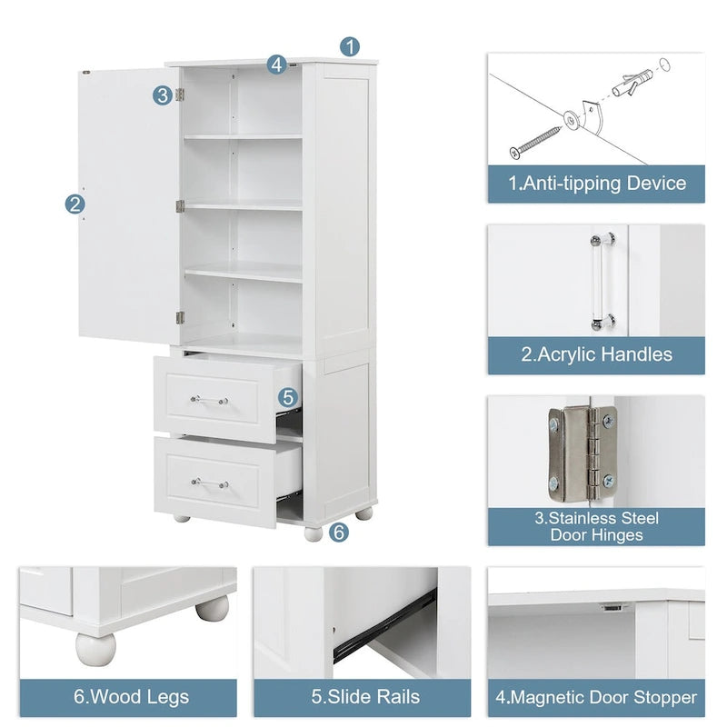 Meuble de rangement haut de salle de bain, Meuble de rangement sur pied